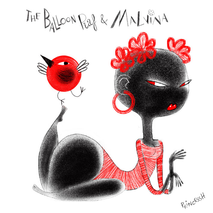 Les duos Idiots : The Balloon Piaf & Malvina, dessin de PrincessH