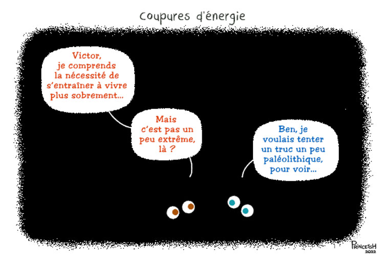 Coupures d'énergie : "Black out paléolithique", PrincessH pour La Croix du 8 décembre 2022