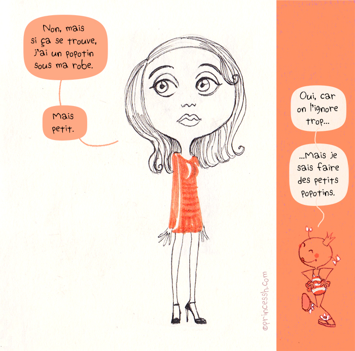 La fille avec une robe orange et un petit popotin